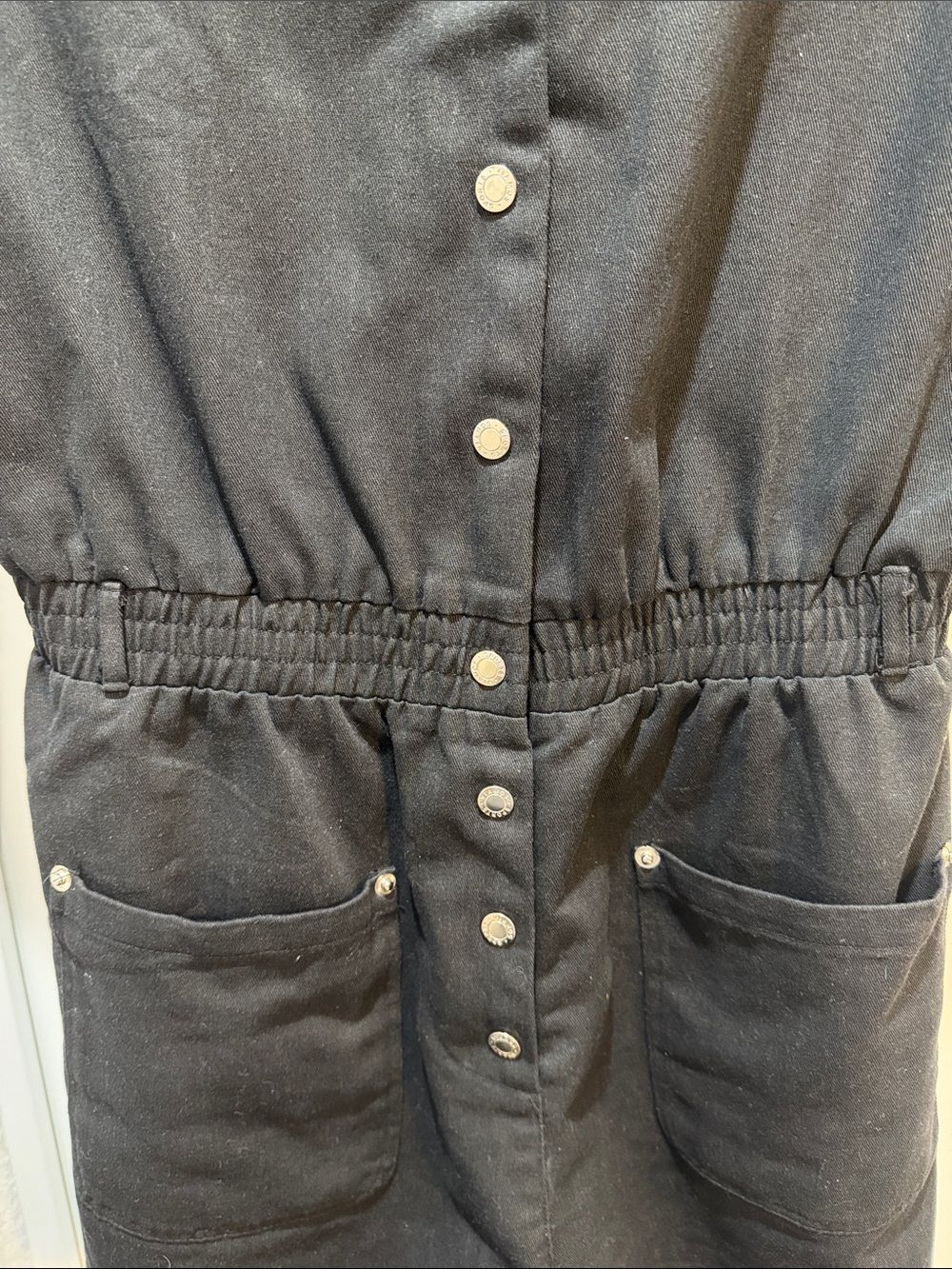 Black Short-Sleeve Snap Romper Size Large 100% Cotton - Picture 2 of 7